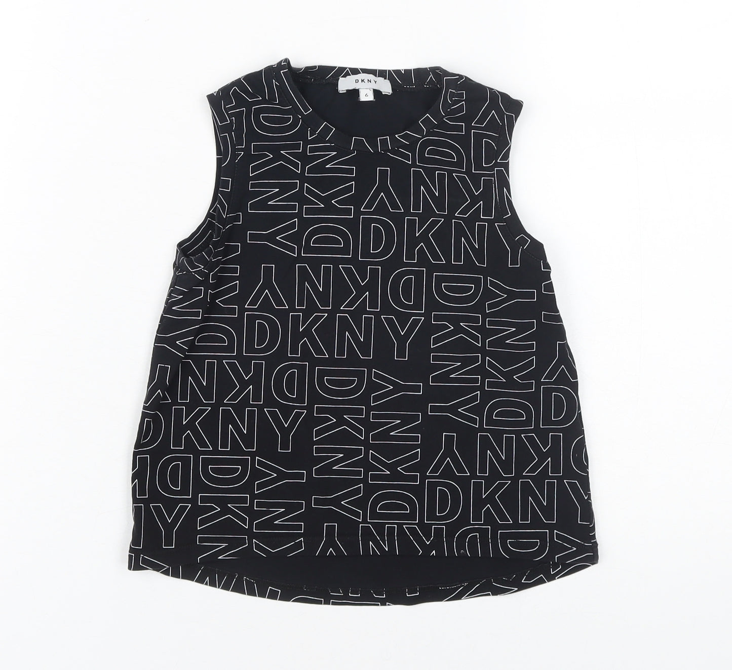 DKNY Women's Black Graphic Jersey Tank Top Size 6