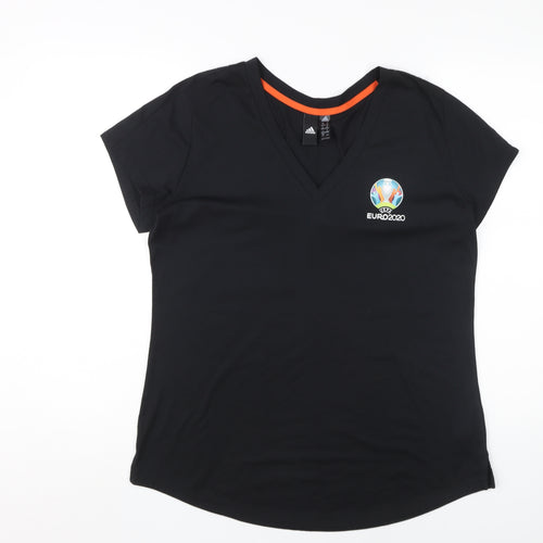 Adidas Women's Black V-Neck Sports T-Shirt