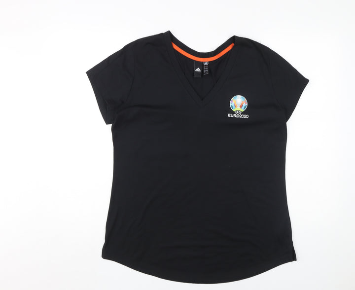 Adidas Women's Black V-Neck Sports T-Shirt