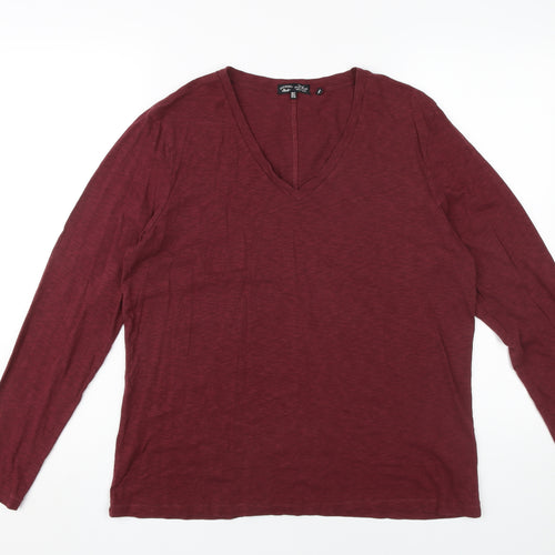 Superdry Women's Red Long Sleeve V-Neck T-Shirt