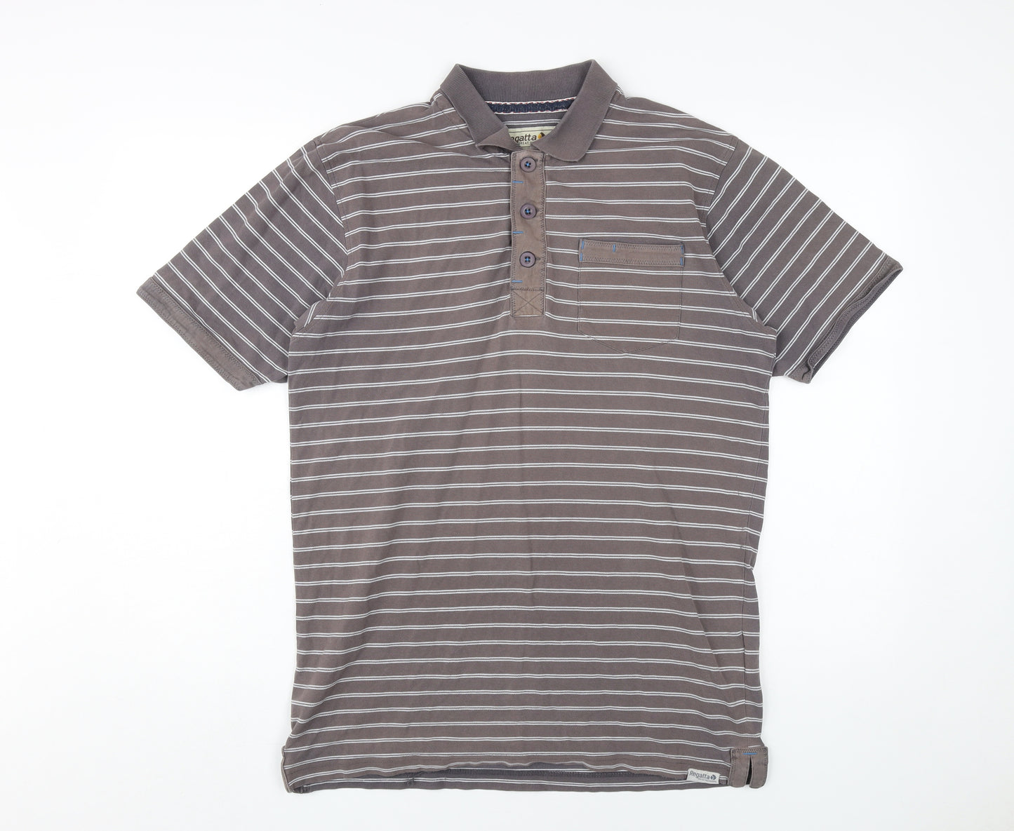 Regatta Men's Brown Striped Polo - Size M