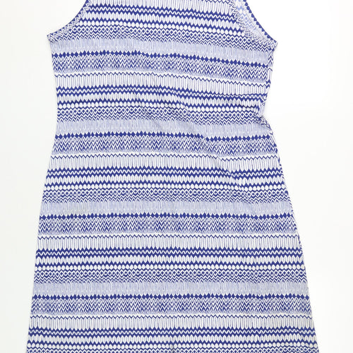 Banana Republic Women's Blue Geometric Tank Dress L