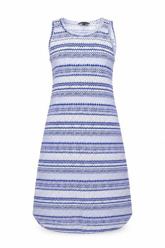 Front view of Banana Republic Women's Blue Geometric Tank Dress L