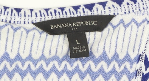 Banana Republic Women's Blue Geometric Tank Dress L