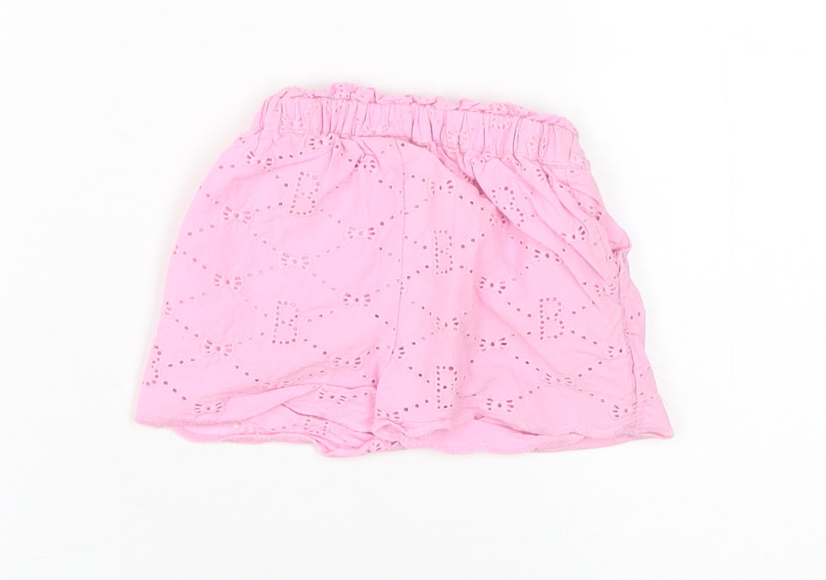 Baker by Ted Baker Unisex Pink Cotton Shorts 3-6 Months Elastic Waist