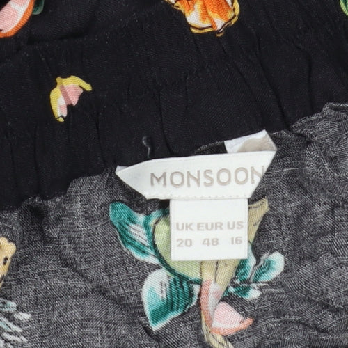 Monsoon Women's Black Floral Skirt Size 20