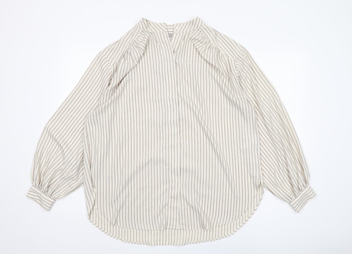 H&M Women's Beige Striped Blouse Size 12