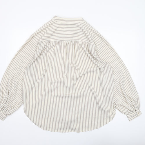 H&M Women's Beige Striped Blouse Size 12