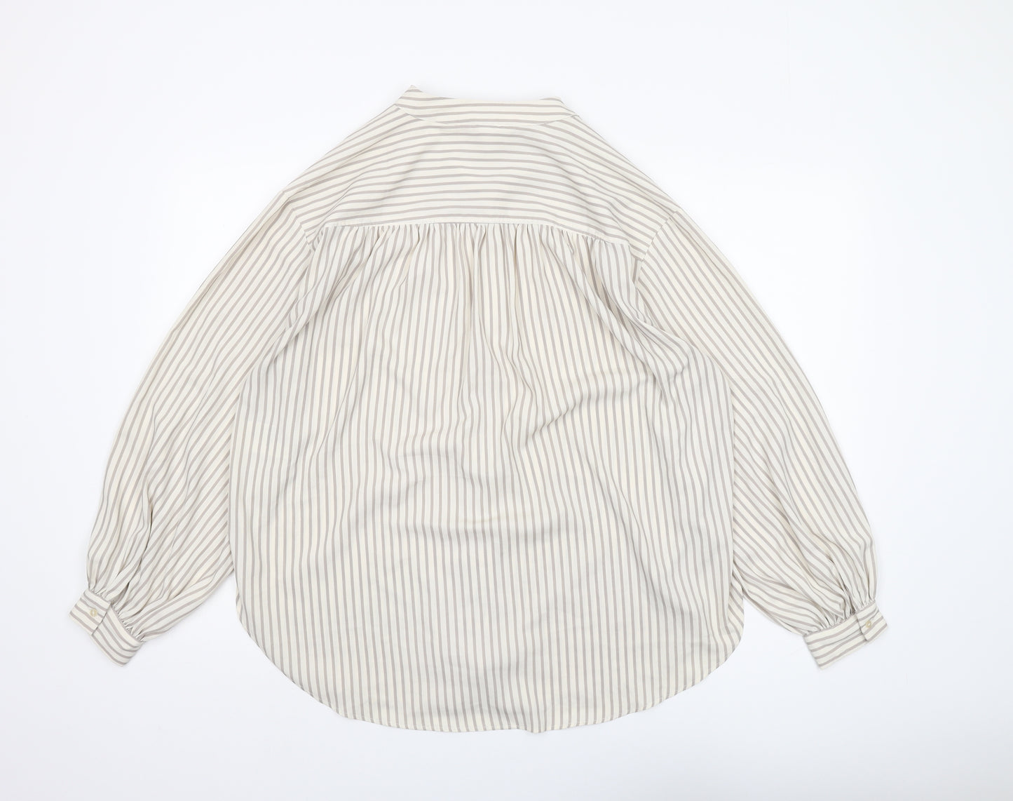 H&M Women's Beige Striped Blouse Size 12