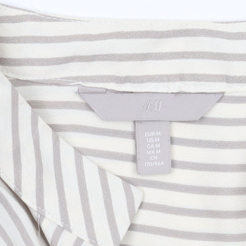 H&M Women's Beige Striped Blouse Size 12