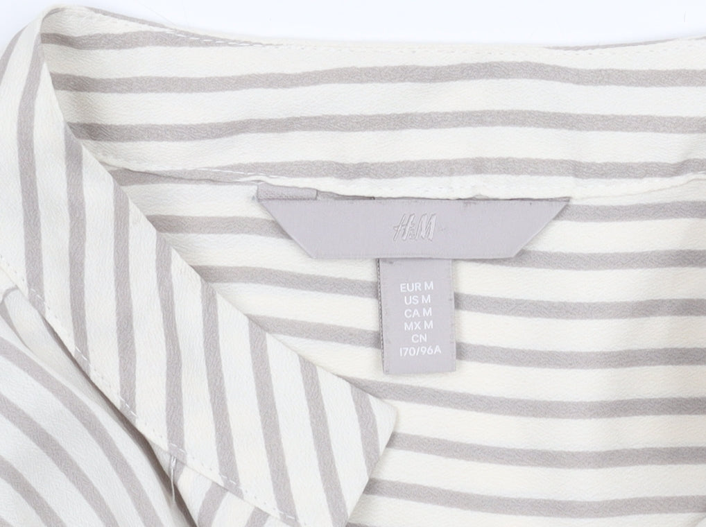 H&M Women's Beige Striped Blouse Size 12