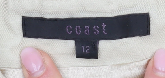 Coast Women Beige Black Strapless Pencil Dress, Size 12