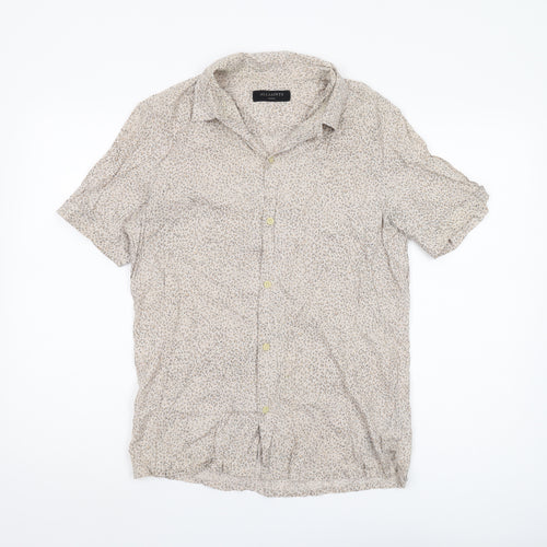 AllSaints Women's Beige Animal Print Button-Up Shirt S