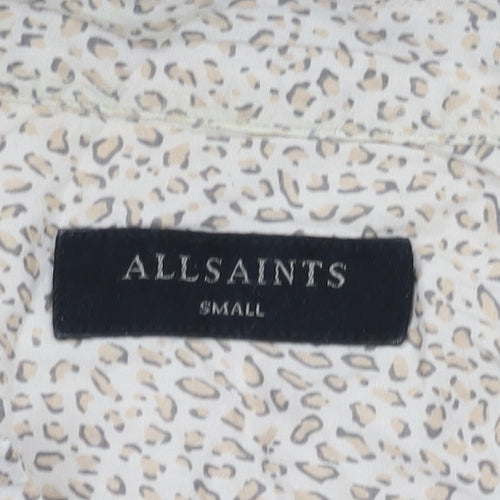 AllSaints Women's Beige Animal Print Button-Up Shirt S