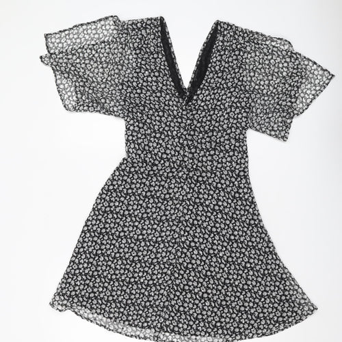 AllSaints Women's Black Floral A-Line Dress Size 6