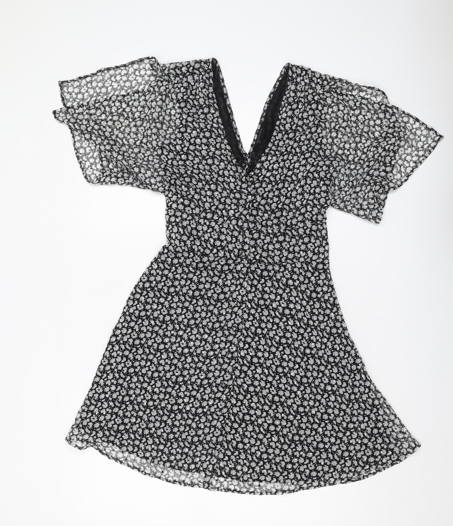 AllSaints Women's Black Floral A-Line Dress Size 6