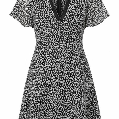 AllSaints Women's Black Floral A-Line Dress Size 6