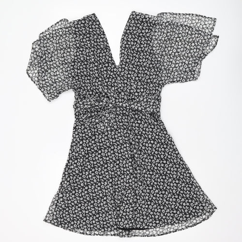 AllSaints Women's Black Floral A-Line Dress Size 6