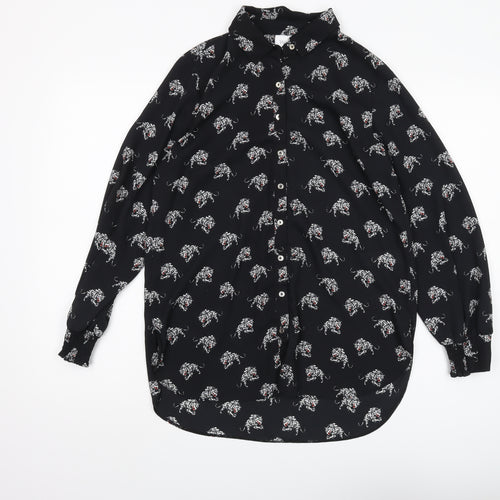 Wallis Women's Black Animal Print Button-Up Shirt