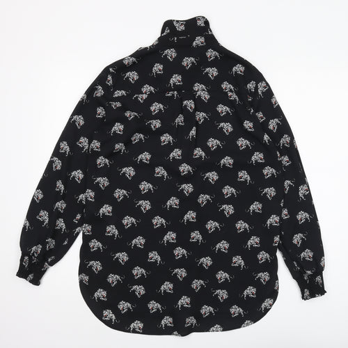 Wallis Women's Black Animal Print Button-Up Shirt