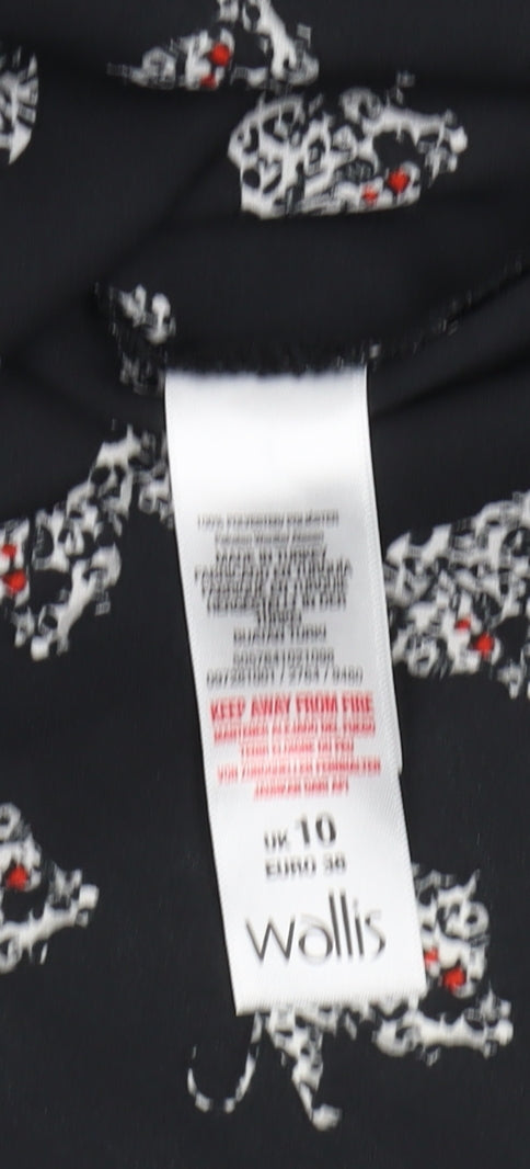 Wallis Women's Black Animal Print Button-Up Shirt
