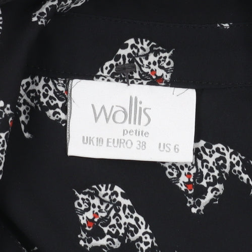 Wallis Women's Black Animal Print Button-Up Shirt