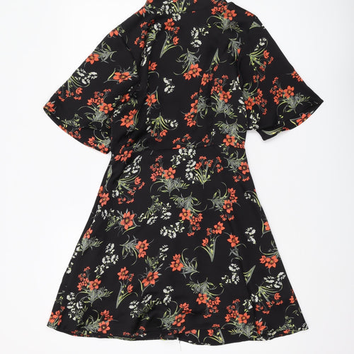 VERA & LUCY Women's Black Floral A-Line Dress, S