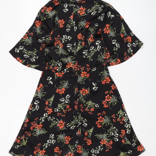 VERA & LUCY Women's Black Floral A-Line Dress, S