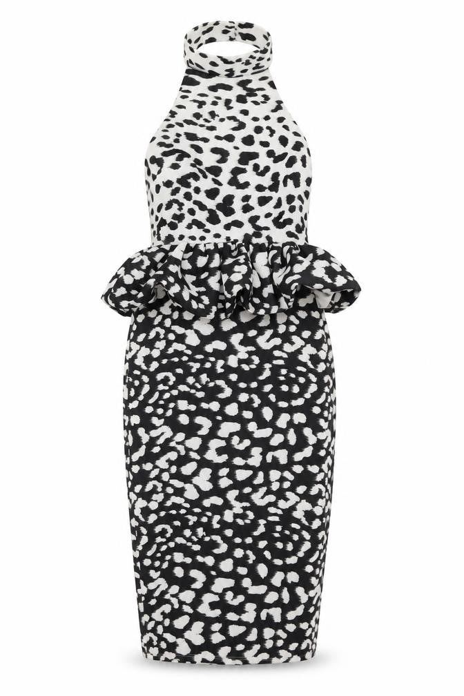Front view of ASOS Halter Animal Print Dress, size 8