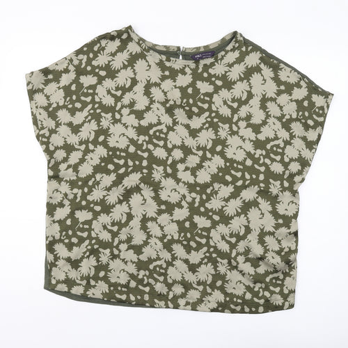 Marks and Spencer Women's Green Floral Blouse, Size 16