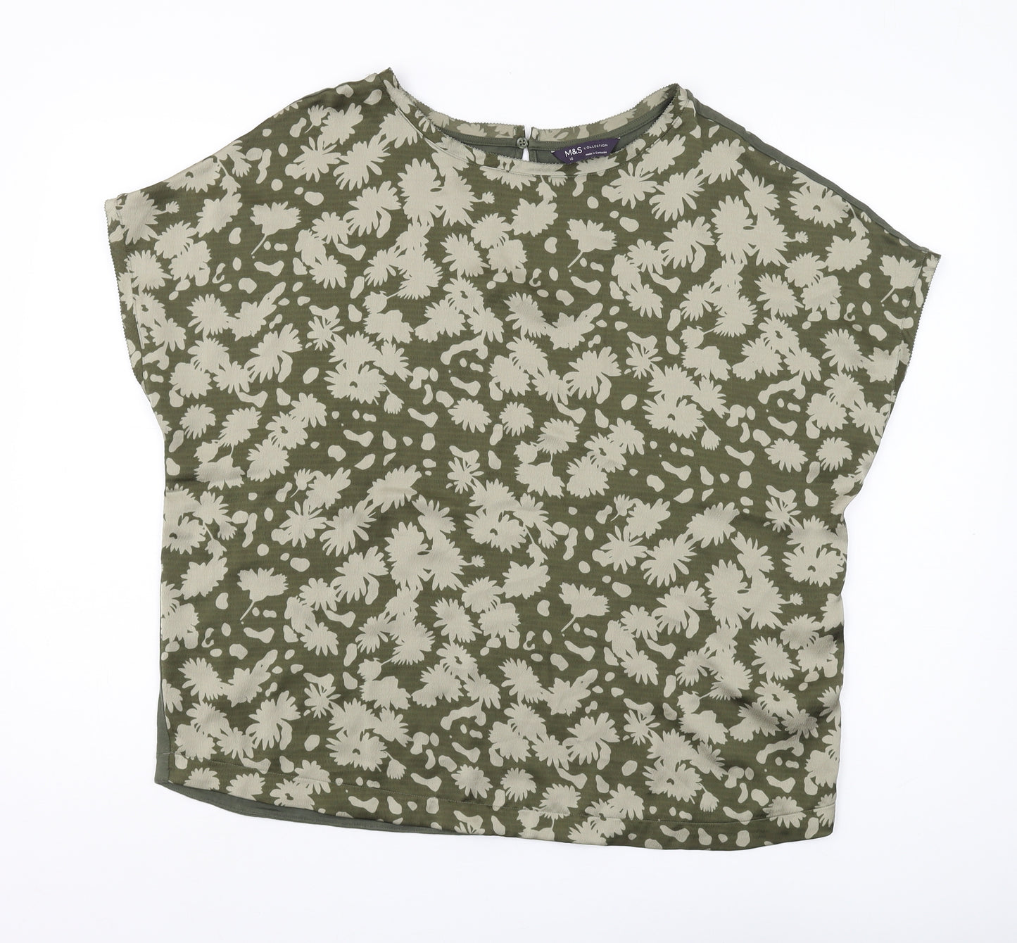 Marks and Spencer Women's Green Floral Blouse, Size 16