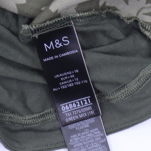 Marks and Spencer Women's Green Floral Blouse, Size 16