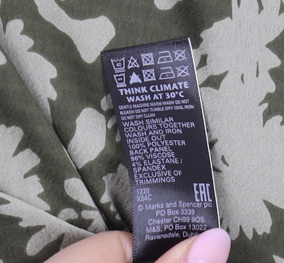 Marks and Spencer Women's Green Floral Blouse, Size 16