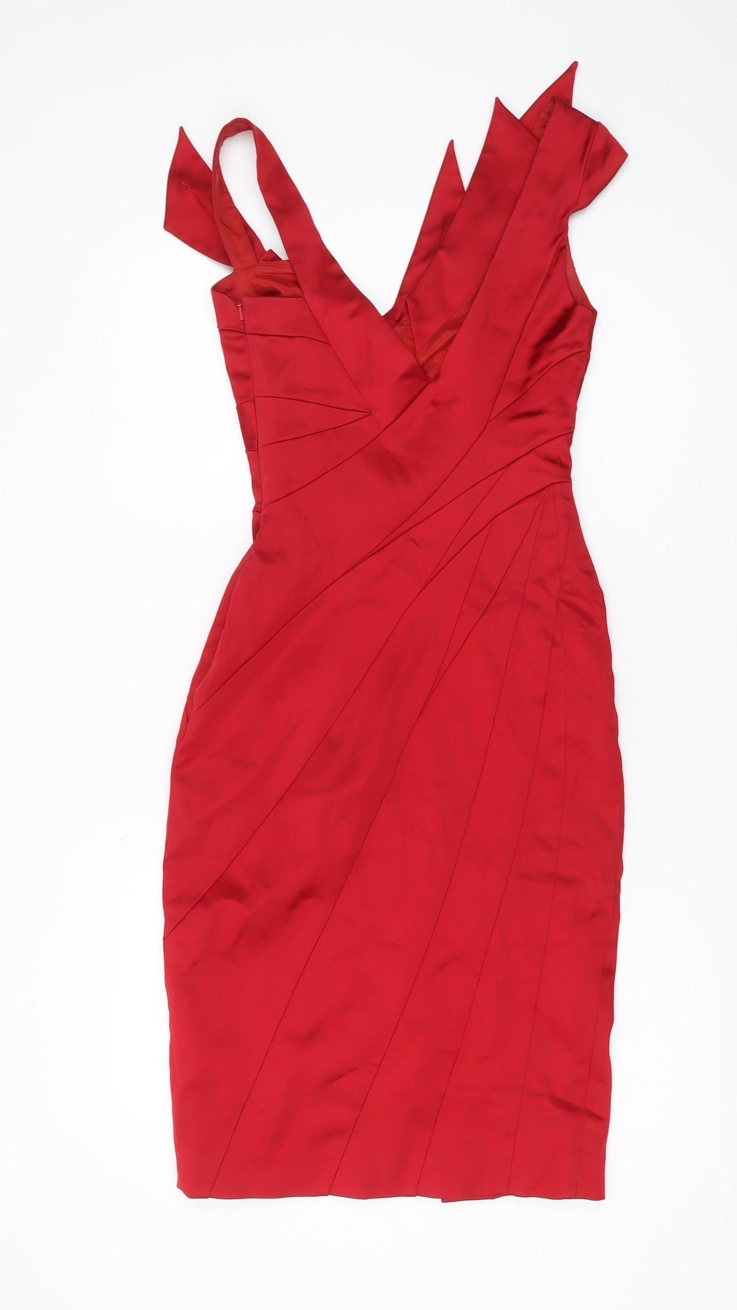 Karen Millen Red Bodycon Cocktail Dress Size 8