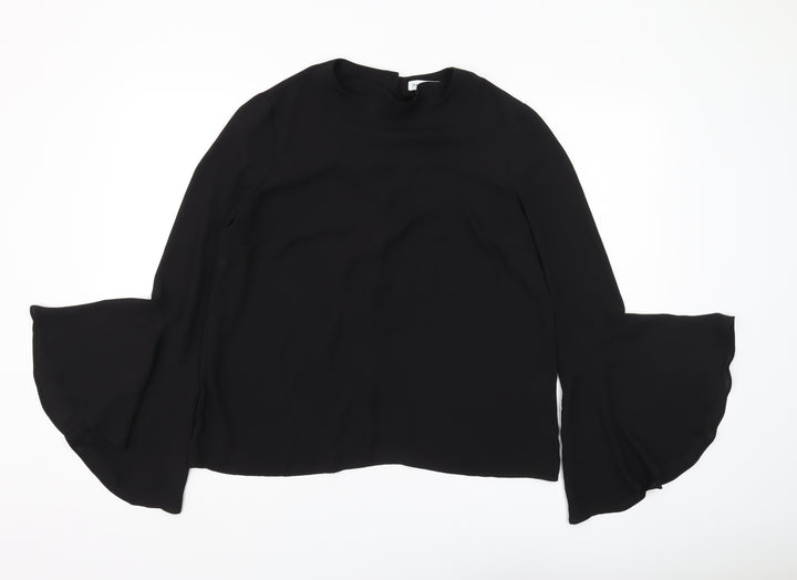Warehouse Women's Black Blouse, Size 14, Flared Sleeve