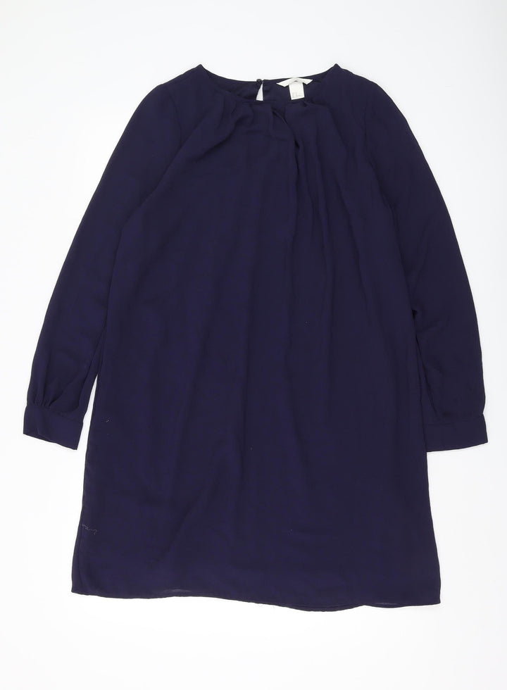 H&M Women's Blue Shift Dress, Size 12, Knee Length