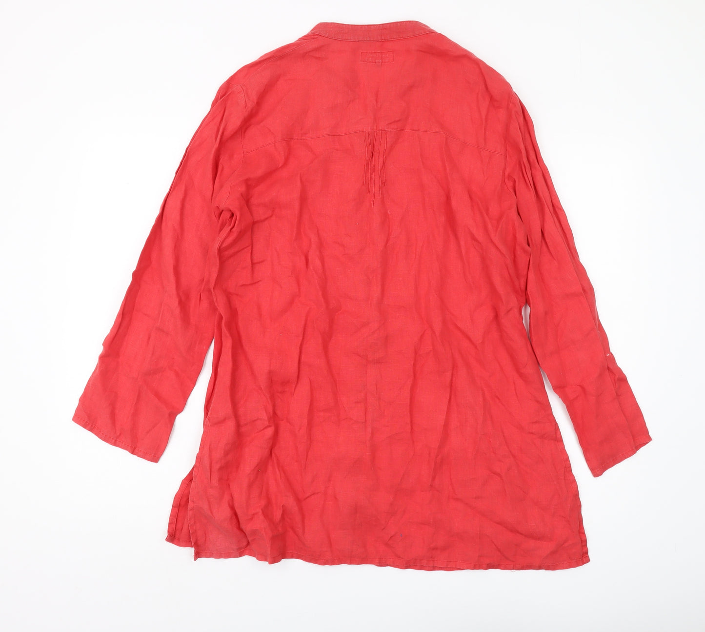 John Lewis Women's Red Linen Button-Up Shirt, Size 14