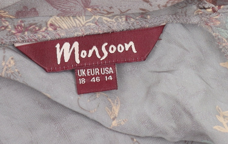 Monsoon Women's Multicoloured Floral Silk Blouse