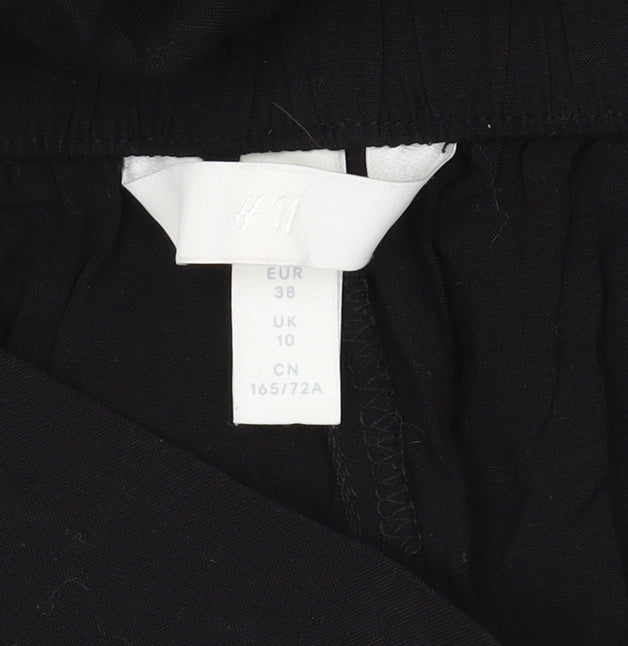 H&M Women's Black Wide-Leg Trousers Size 10