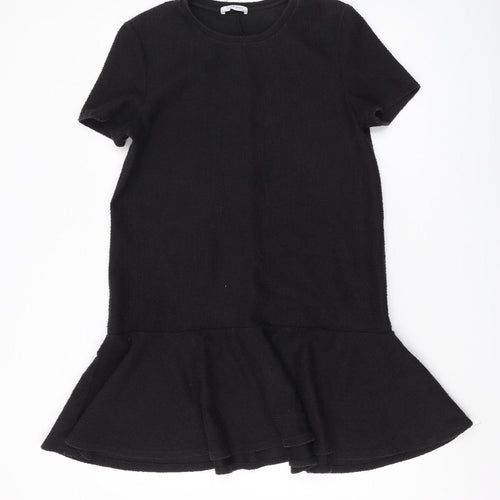 Zara Women's Black Short Sleeve Ruffle Dress Size M