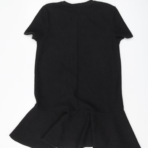 Zara Women's Black Short Sleeve Ruffle Dress Size M