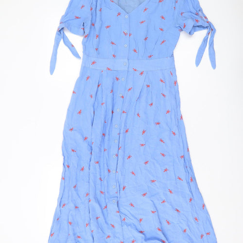 Sugarhill Brighton Women's Blue Midi Shirt Dress UK 8