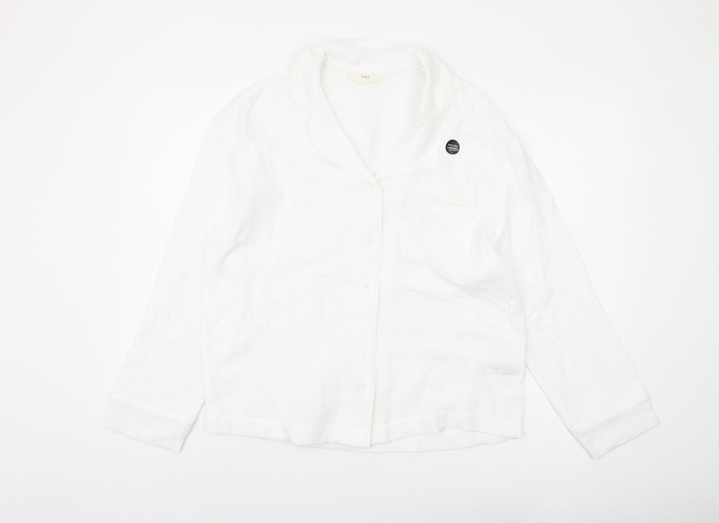Marks and Spencer Women's White Pyjama Top, Size 6