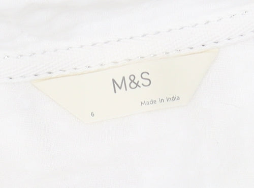 Marks and Spencer Women's White Pyjama Top, Size 6