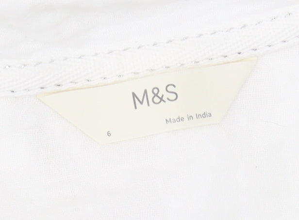 Marks and Spencer Women's White Pyjama Top, Size 6