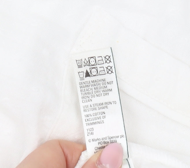 Marks and Spencer Women's White Pyjama Top, Size 6