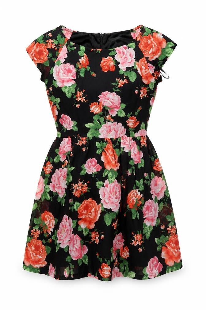 Love Women's Multicoloured M Floral Fit & Flare Dress