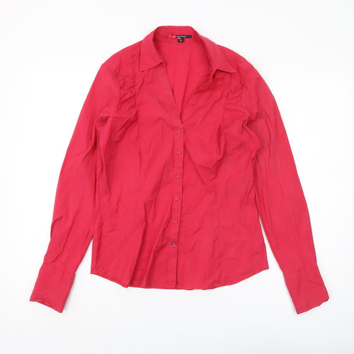 Comma Red Button-Up Shirt for Women, Size 10, Long Sleeve