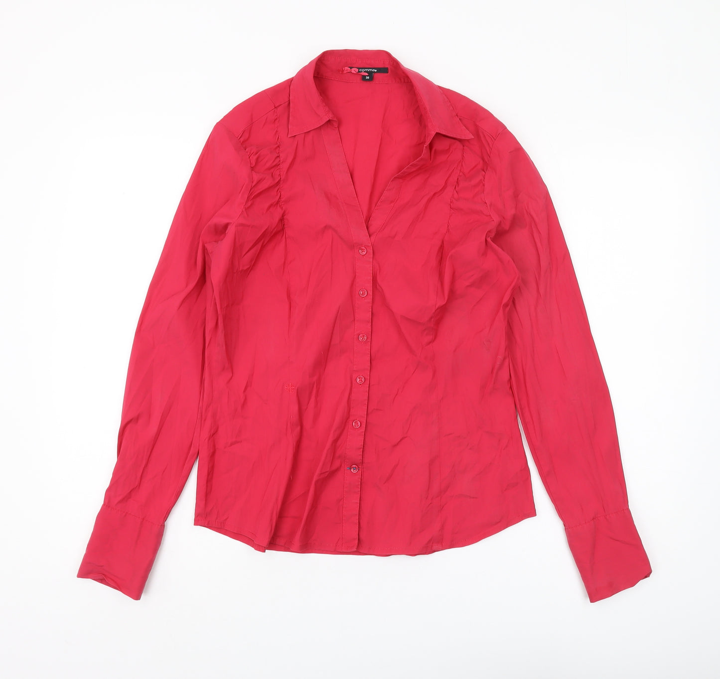 Comma Red Button-Up Shirt for Women, Size 10, Long Sleeve
