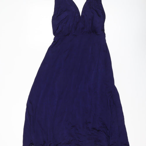 Tiffany Rose Women’s Blue Midi Dress, Size 6, V-Neck Sleeveless